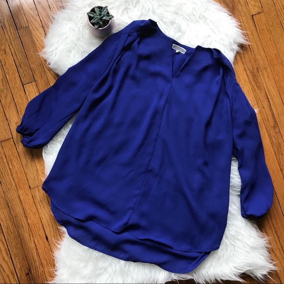 Pleione Tops - Pleione Royal Blue Flowy Blouse SZ M 3/4 Sleeves